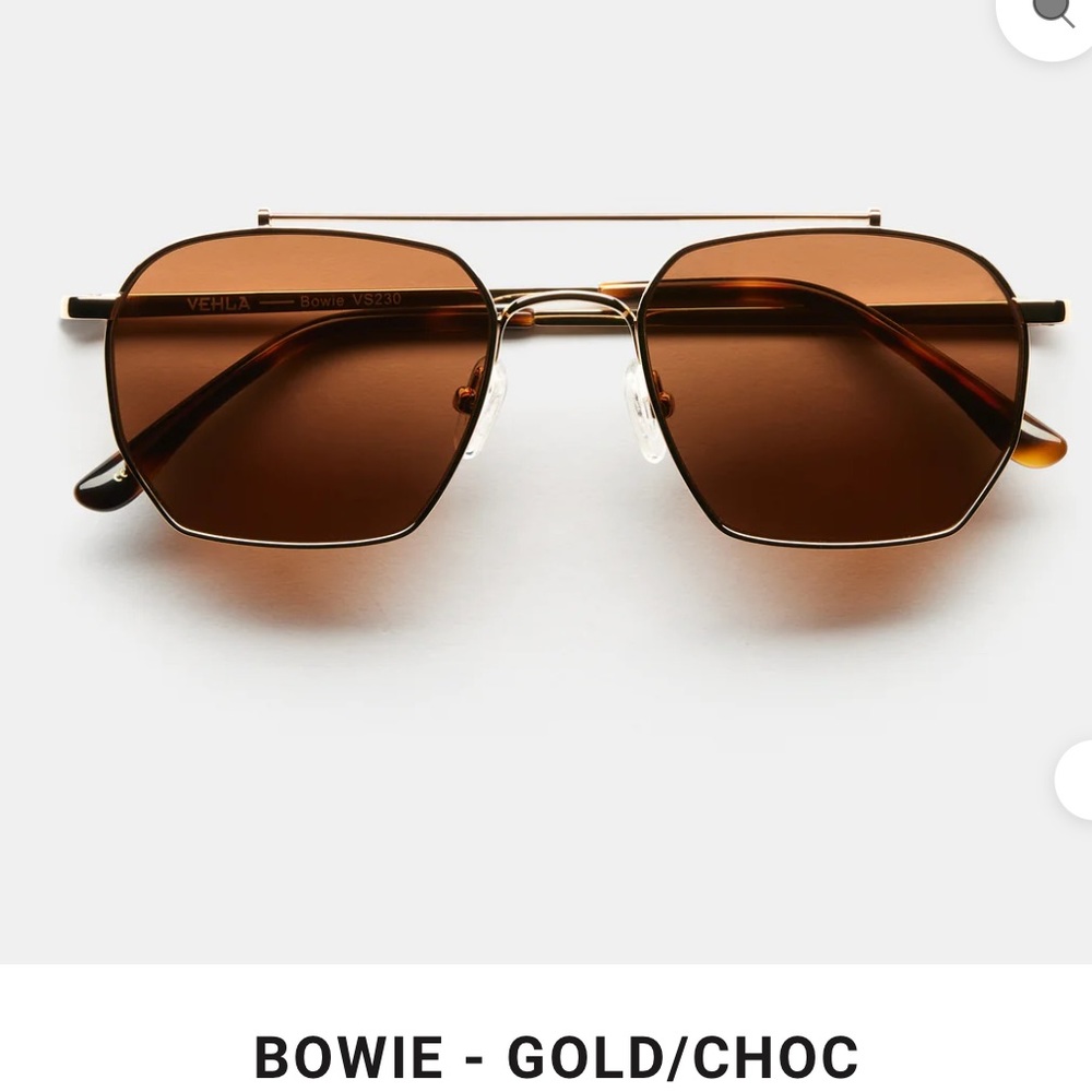 Vehla Bowie Sunglasses. Gold/Chocolate